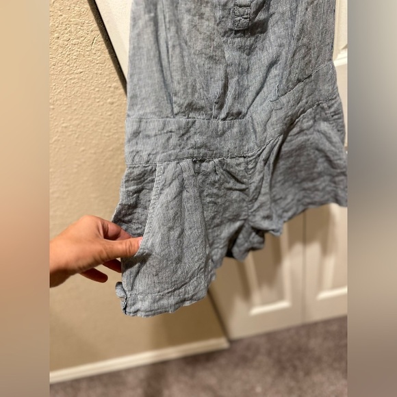 LONDONJEAN Linen100% Striped Romper Lagenlook Boho , size S - Picture 6 of 9